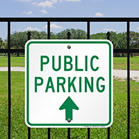 Public Parking Sign with Bidirectional Arrow