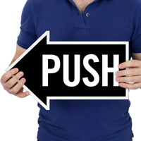 Push, Left Die-Cut Directional Sign