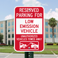 Reserved Parking For Low Emission Vehicle Sign