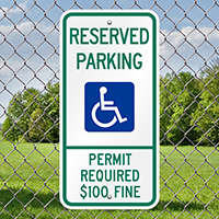 Reserved Parking Permit Required Fine Sign