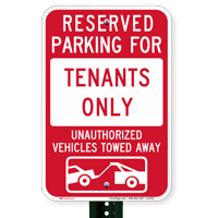 Reserved Parking For Tenants Sign with Tow Graphic