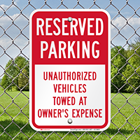 Reserved Parking, Vehicles Towed Away Sign