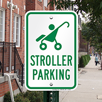 Reserved Stroller Parking With Graphic Sign