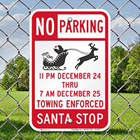 Santa Stop No Parking Sign