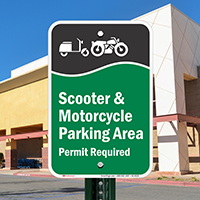 Scooter And Motorcycle Parking Area Permit Required Sign