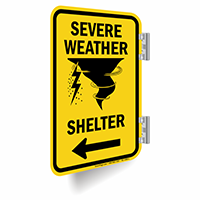Severe Weather Shelter Left Arrow Double Sided Sign