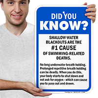 Shallow Water Blackouts No Breath Holding Sign