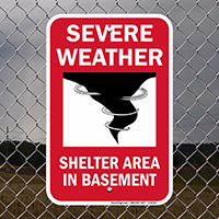 Shelter Area In Basement Severe Weather Sign