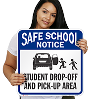 Student Drop-Off and Pick-Up Area Sign, Right