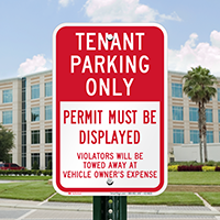 Tenant Parking, Display Permit, Reserved Parking Sign