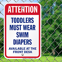 Toddlers Must Wear Swim Diapers Attention Sign