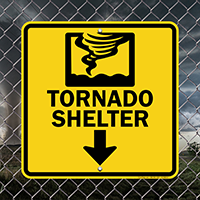 Tornado Shelter Down Arrow Sign