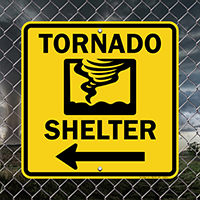 Tornado Shelter Emergency Sign with Left Arrow Symbol