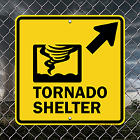 Tornado Shelter Upper Right Arrow Sign