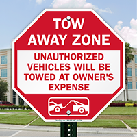 Tow Away Zone Unauthorized Vehicles Towed Sign