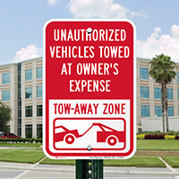 Unauthorized Vehicles Towed At Owner Expense Sign