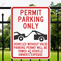 Aluminum Parking Permit Sign (tow truck Symbol) 