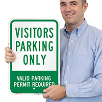 Visitors Parking Only Valid Parking Permit Sign