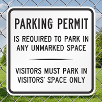 Parking Permit Required Visitors Park Visitors' Space Sign
