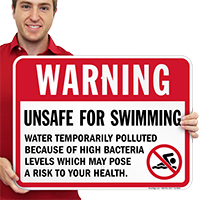 Warning Unsafe For Swimming Pool Sign