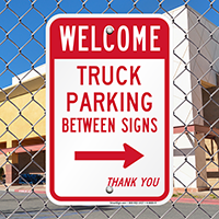 Truck Parking Between with Right Arrow Sign