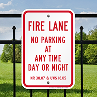 Wisconsin Fire Lane No Parking Sign