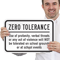 Act Of Violence Not Tolerated School Sign