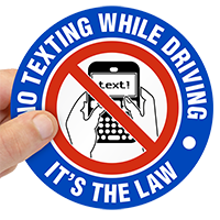 No Texting, While Driving, It's The Law Label