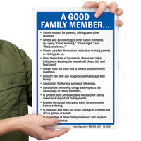 A Good Family Member Rules Sign