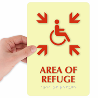 Area Of Refuge Handicapped Directional Sign with Braille