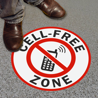 Cell Free Zone Circular Anti-Skid Floor Sign