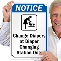 Change Diapers At Changing Station Pool Sign