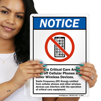 Critical Care Area Turn Off Cellular Phones Sign