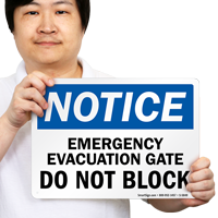 Emergency Evacuation Gate OSHA Notice Sign