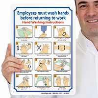 Employees Hand Washing Instructions Graphic Sign