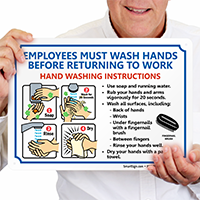 Employees Wash Hands Before Returning To Work Sign
