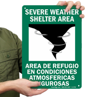 Severe Weather Shelter Area Bilingual Sign