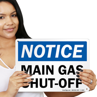 Notice Main Gas Cut Off Sign