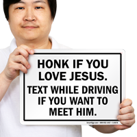 Humorous Driving Safety Rules Sign