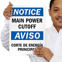 Main Power Cutoff Bilingual Sign