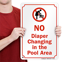 No Diaper Changing In Pool Area Graphic Sign