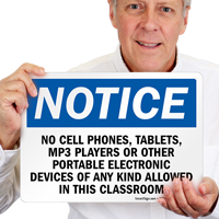 No Cell Phones Electronic Device Allowed Classroom Sign