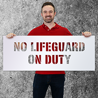 No Lifeguard On Duty Pool Safety Stencil