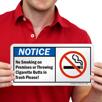 No Smoking On Premises Sign