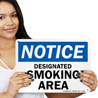 Notice Designated Smoking Area Sign
