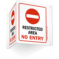 Restricted Area No Entry (with symbol) Sign