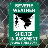 Severe Weather Follow Stairs Down Sign