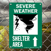 Severe Weather Shelter Area Ahead Arrow Sign