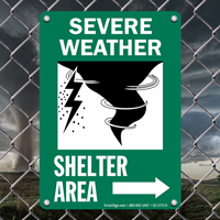 Severe Weather Shelter Area Right Arrow Sign
