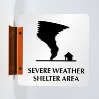 Severe Weather Shelter Area with Graphic Sign